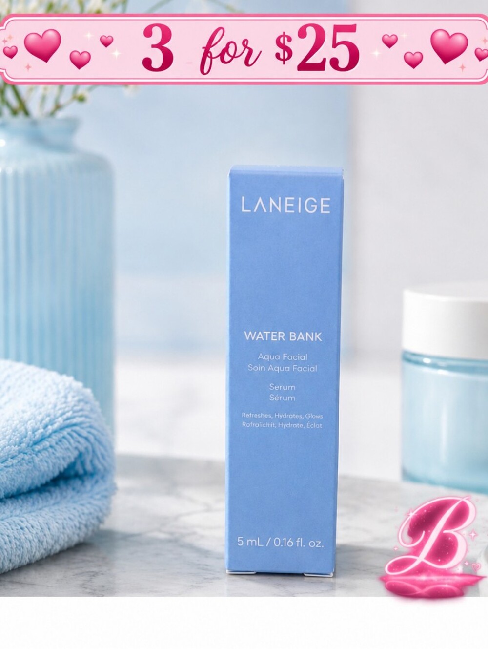 3/$25 Laneige Mini Water Bank Aqua Facial Serum